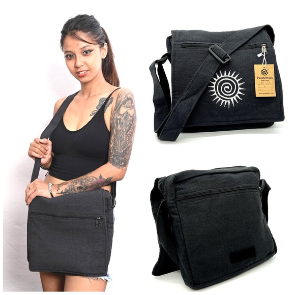 Messenger Bag with Swirl Embroidery - Picture 8 of 8